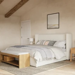 Calabri King Upholstered Bed - Ivory Wool Bouclé