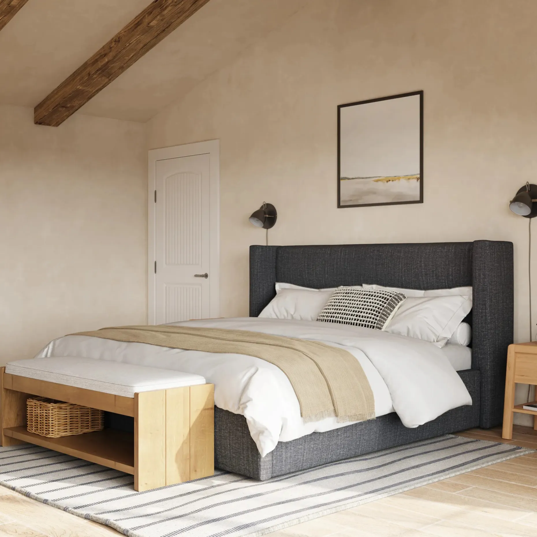 Calabri King Upholstered Bed - Napa Charcoal