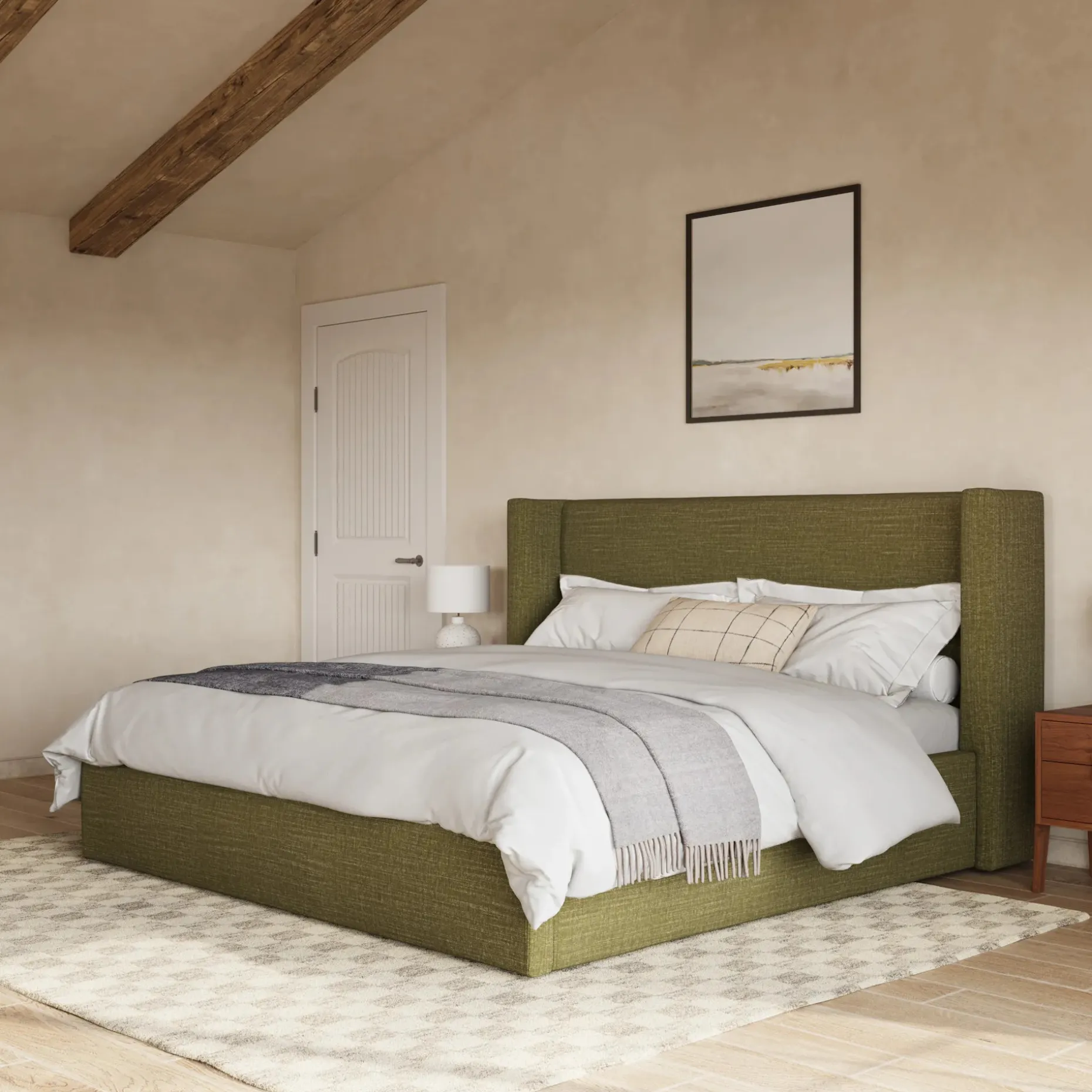 Calabri King Upholstered Bed - Napa Moss