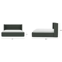 Calabri King Upholstered Bed - Green Wool Bouclé