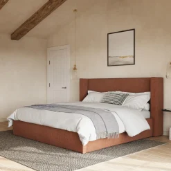 Calabri King Upholstered Bed - Napa Rust