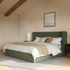 Calabri King Velvet Bed - Hale Fir Green