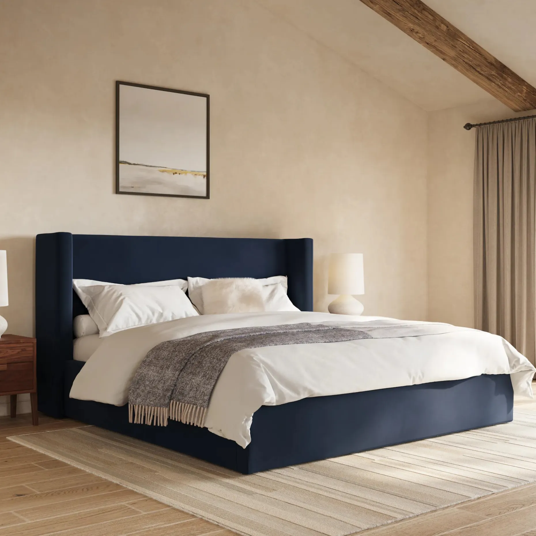 Calabri King Velvet Bed - Hale Ink