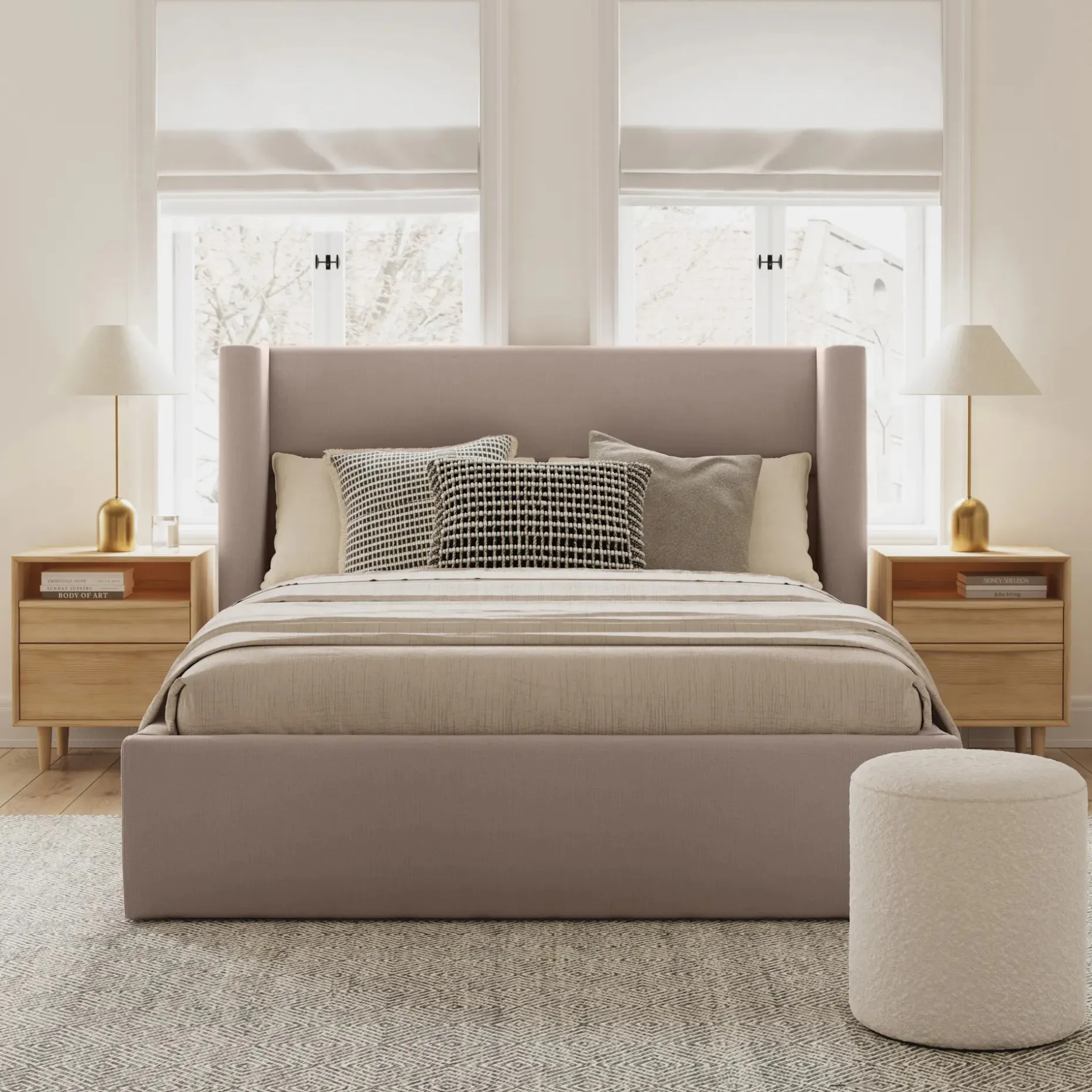 Calabri Queen Upholstered Bed - Napa Quartz