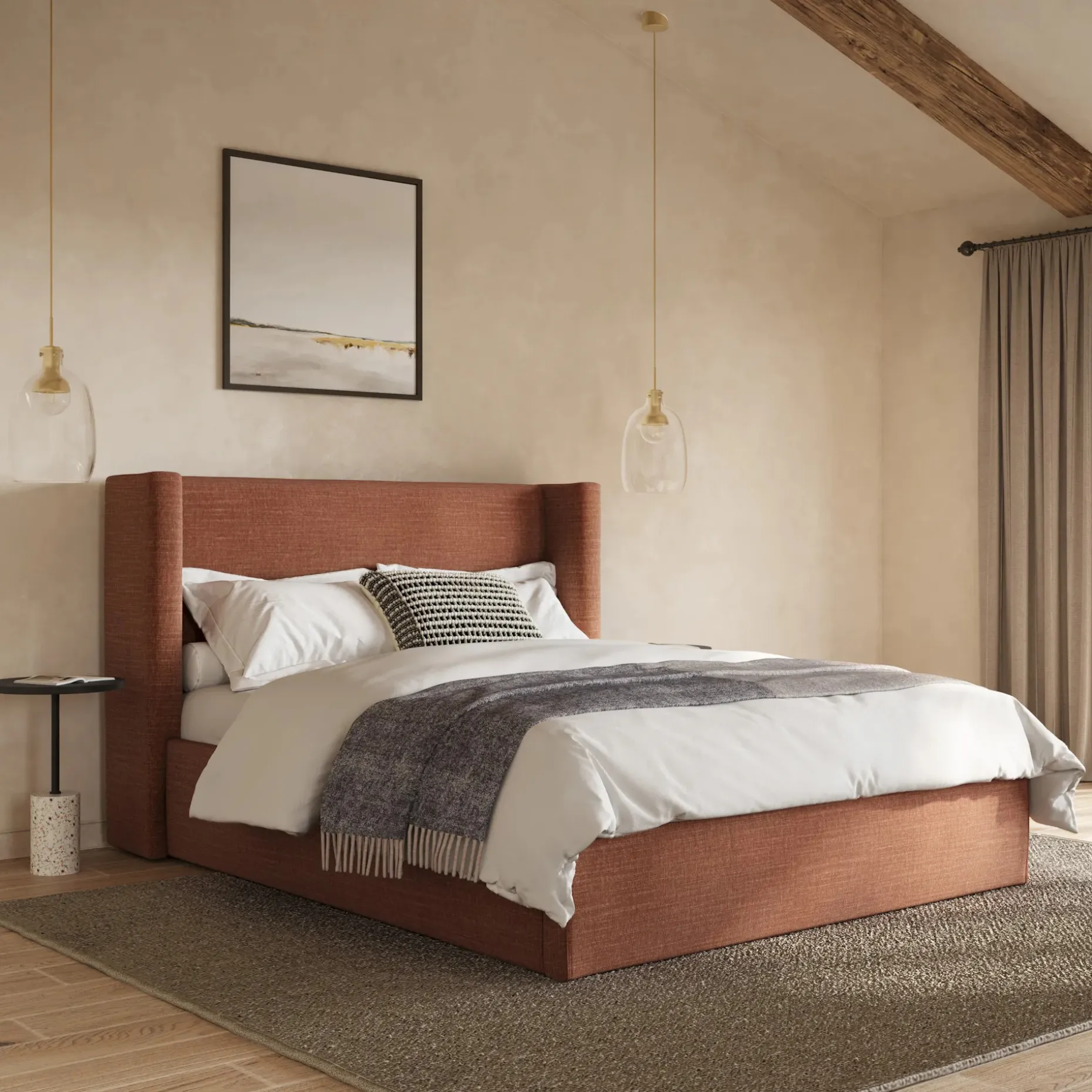 Calabri Queen Upholstered Bed - Napa Rust