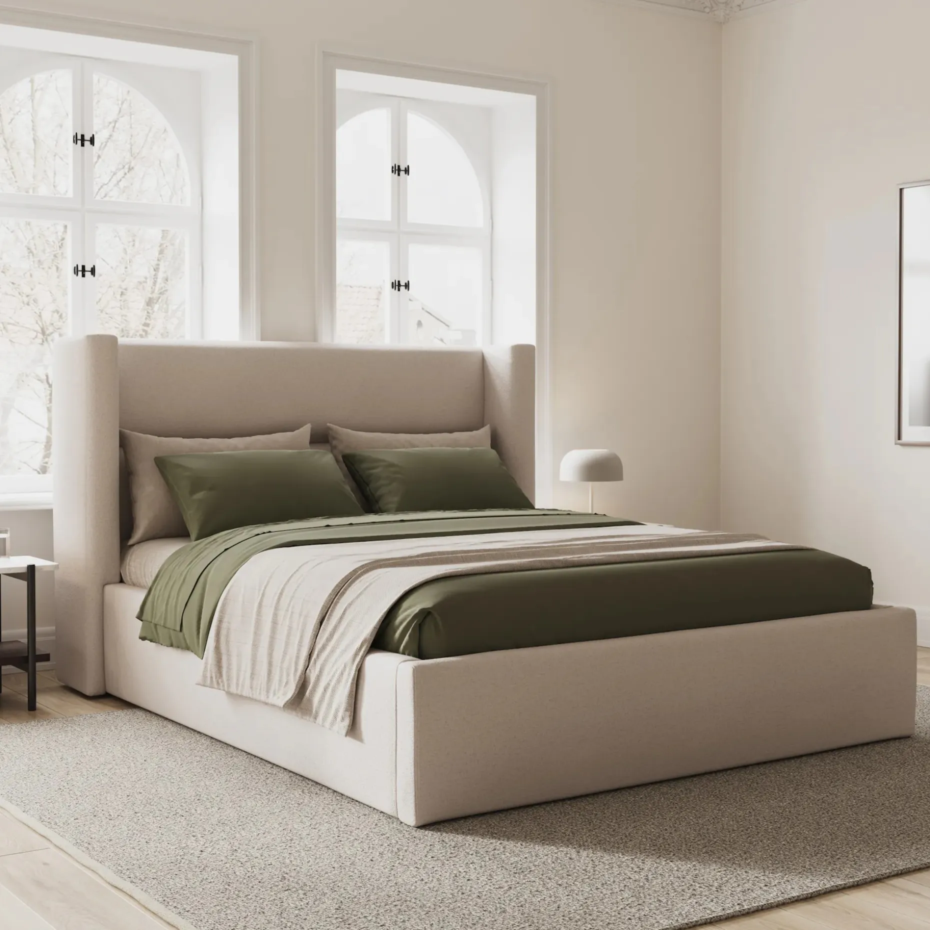 Calabri Queen Upholstered Bed - Napa White