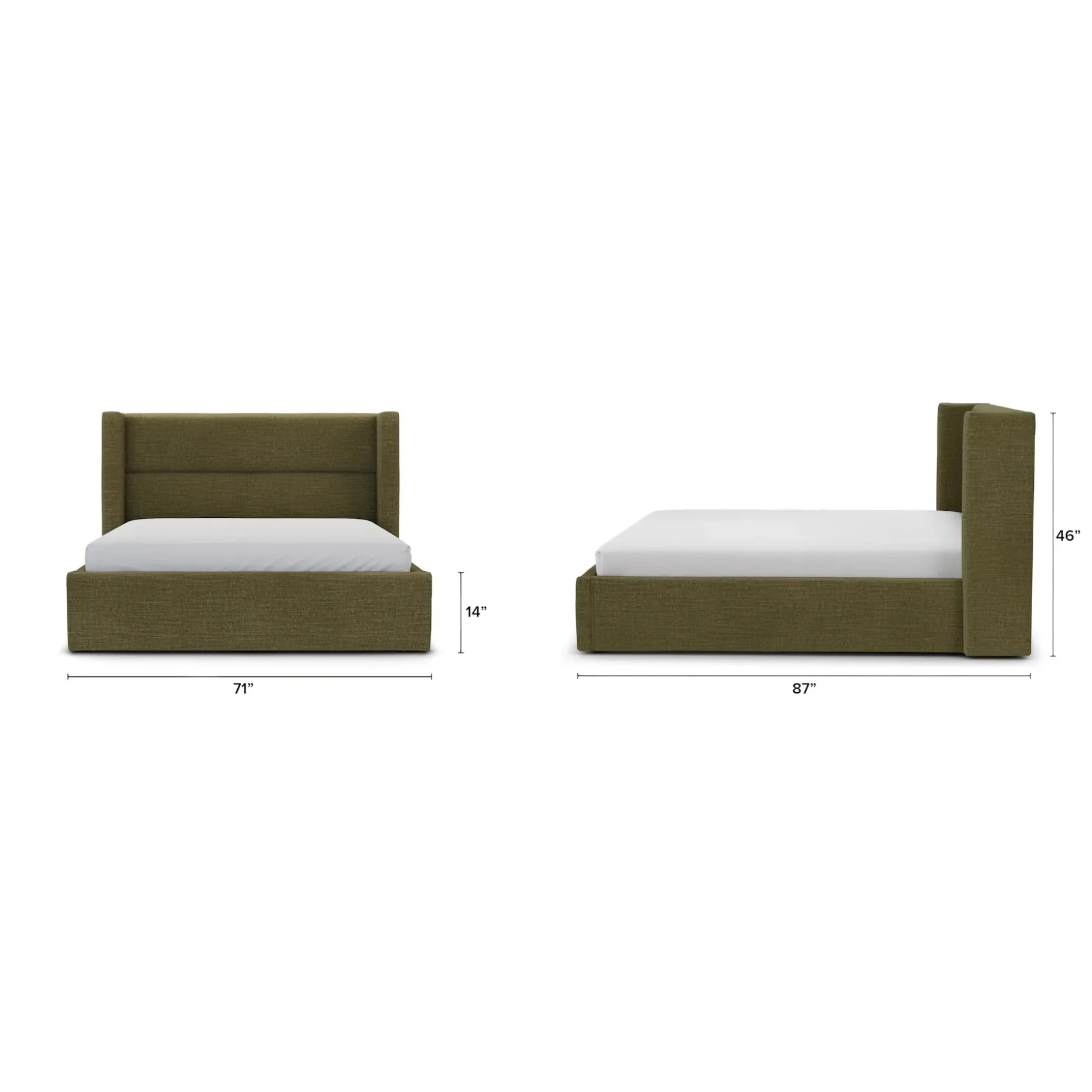 Calabri Queen Upholstered Bed - Napa Moss