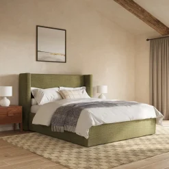 Calabri Queen Upholstered Bed - Napa Moss