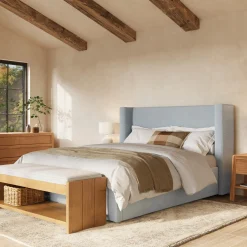 Calabri Queen Upholstered Bed - Silver Light Blue