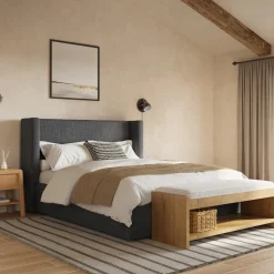 Calabri Queen Upholstered Bed - Napa Charcoal