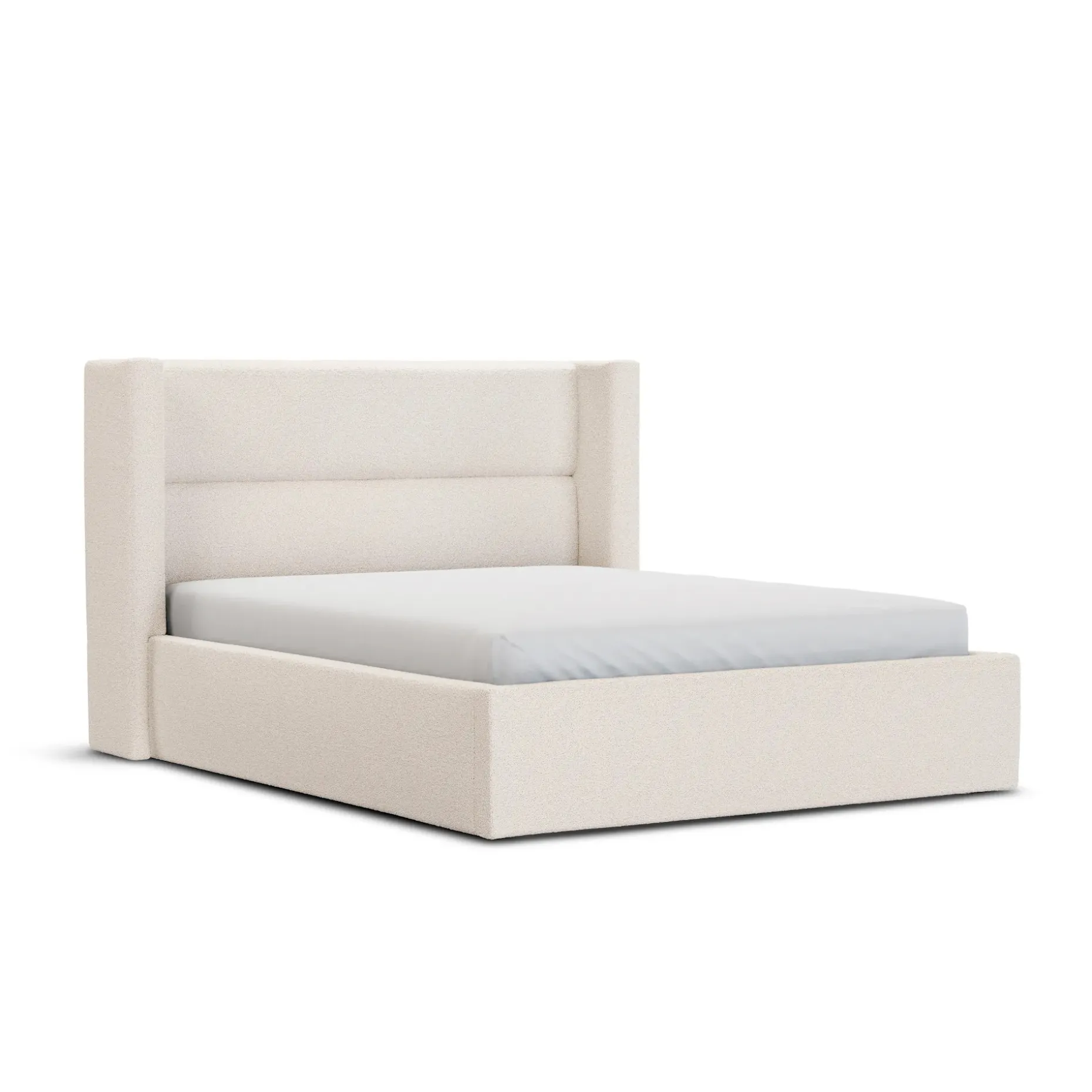Calabri Queen Upholstered Bed - Ivory Wool Bouclé