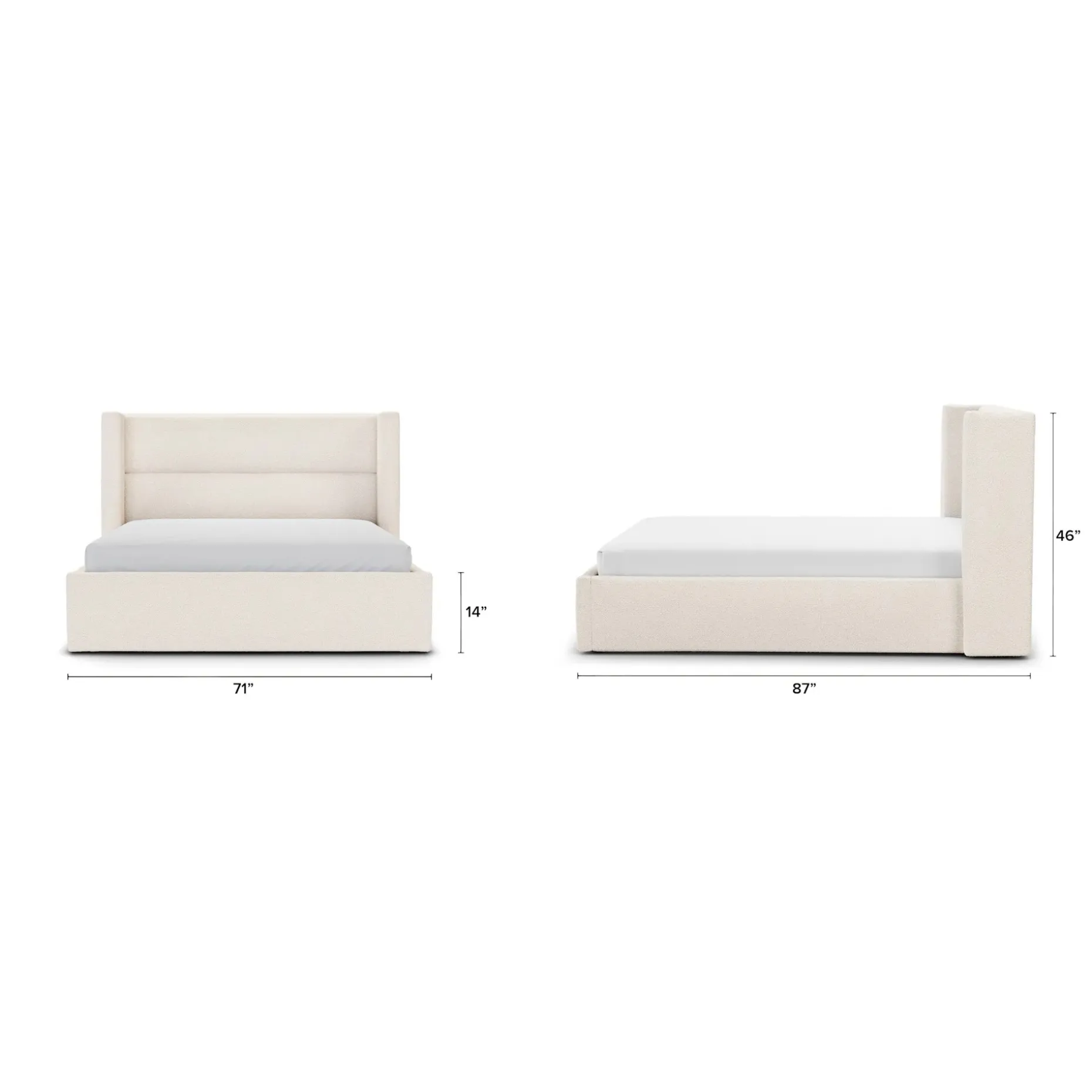 Calabri Queen Upholstered Bed - Ivory Wool Bouclé