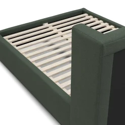 Calabri Queen Upholstered Bed - Green Wool Bouclé
