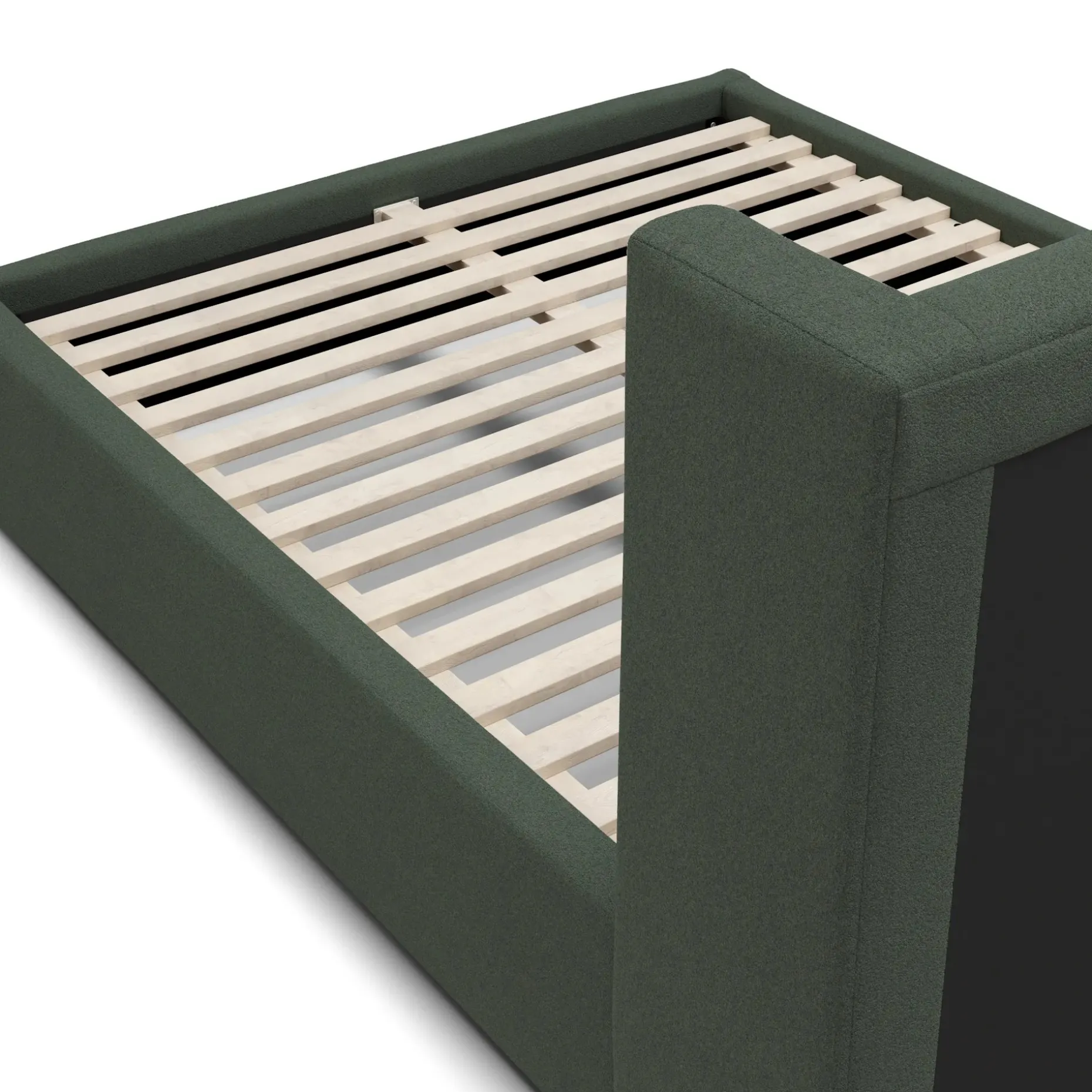 Calabri Queen Upholstered Bed - Green Wool Bouclé