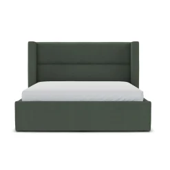Calabri Queen Upholstered Bed - Green Wool Bouclé