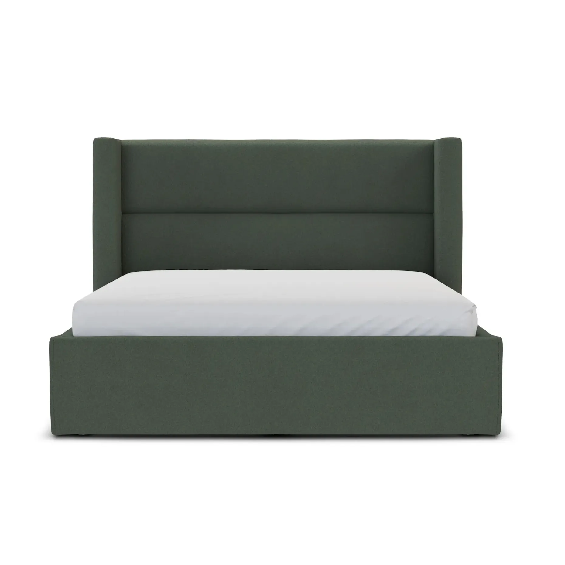 Calabri Queen Upholstered Bed - Green Wool Bouclé
