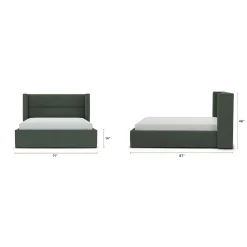 Calabri Queen Upholstered Bed - Green Wool Bouclé