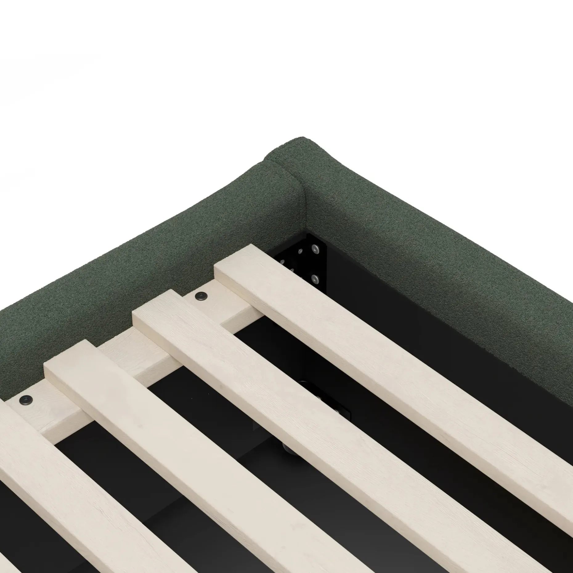 Calabri Queen Upholstered Bed - Green Wool Bouclé