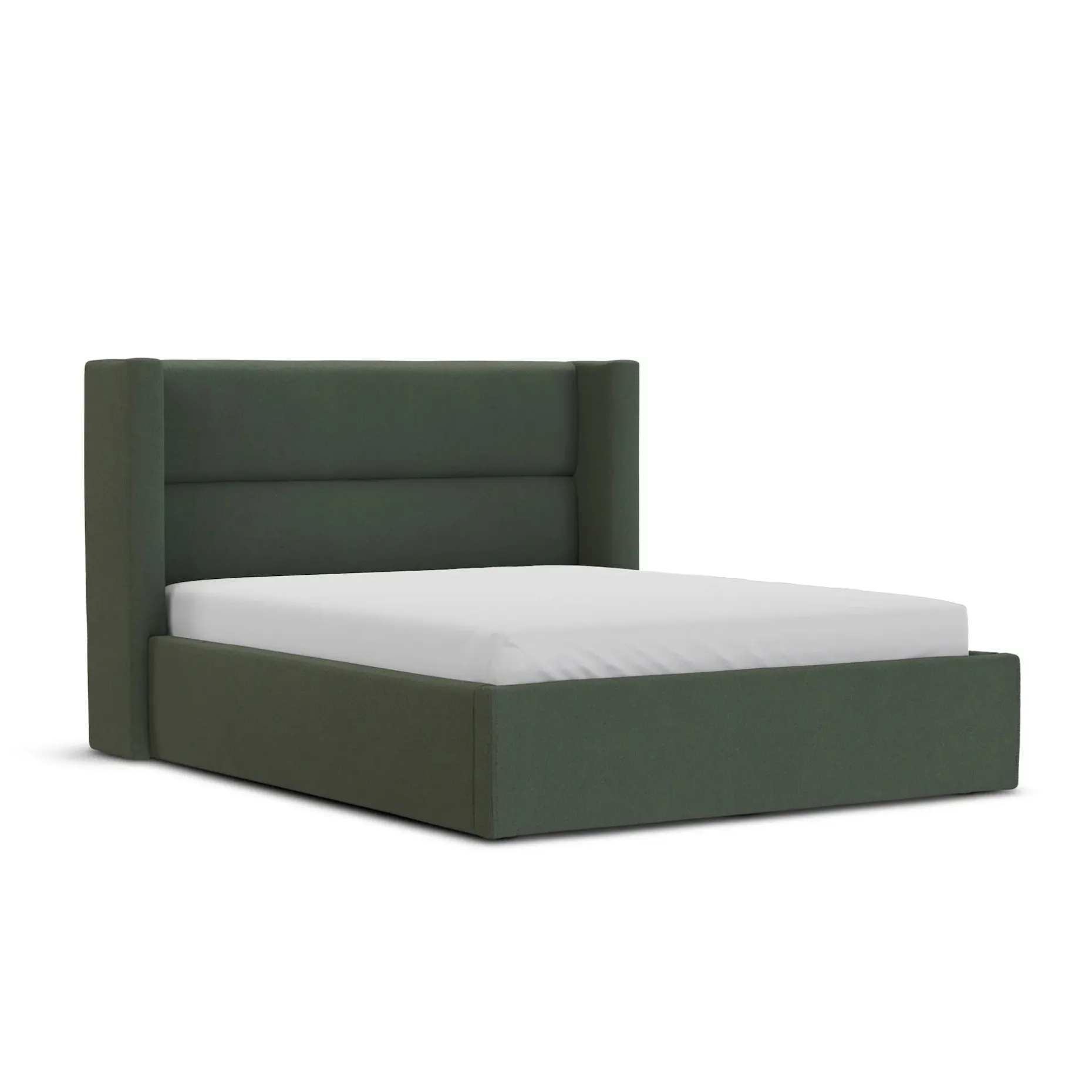 Calabri Queen Upholstered Bed - Green Wool Bouclé