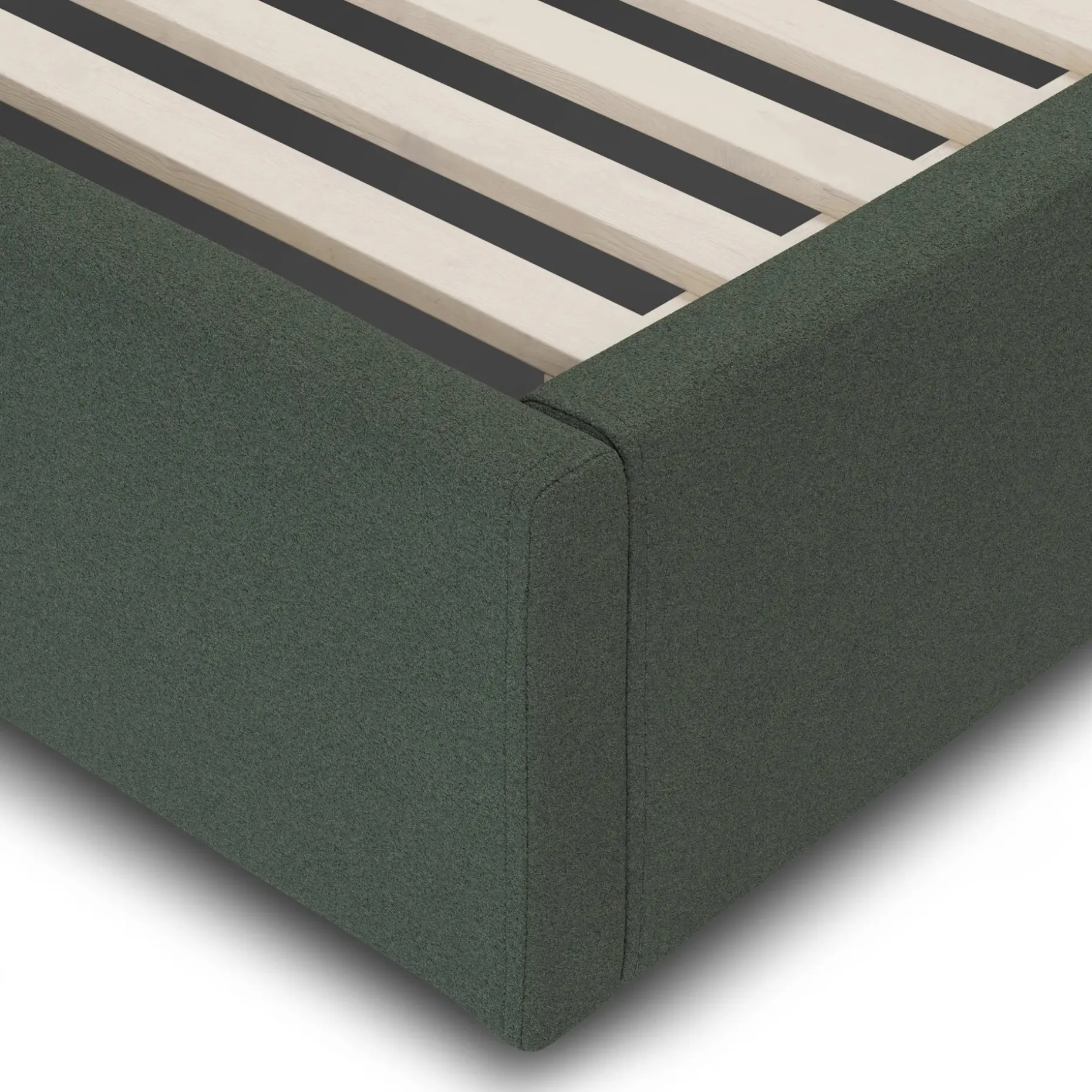 Calabri Queen Upholstered Bed - Green Wool Bouclé