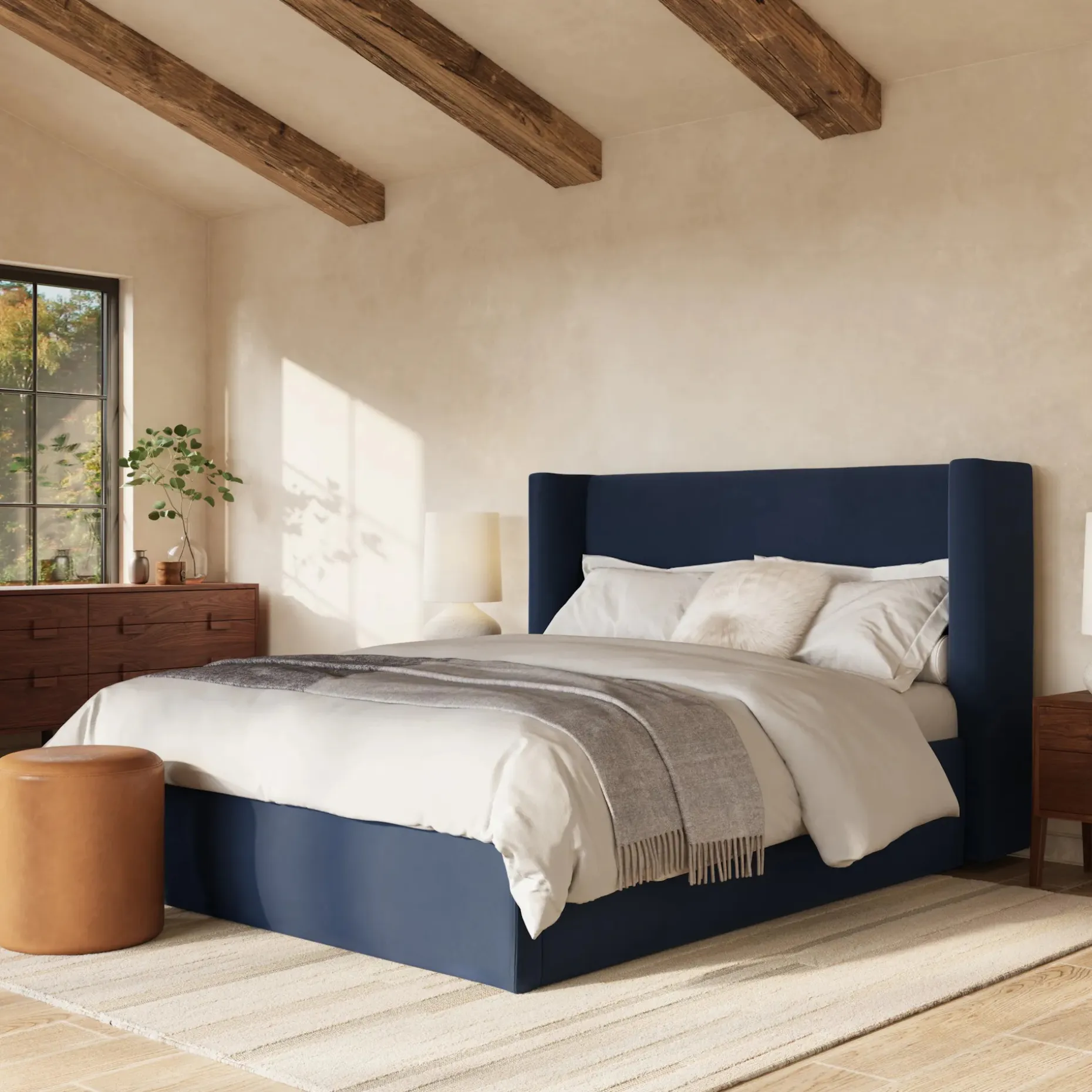 Calabri Queen Velvet Bed - Hale Ink