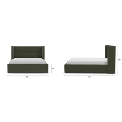 Calabri Queen Velvet Bed - Hale Fir Green