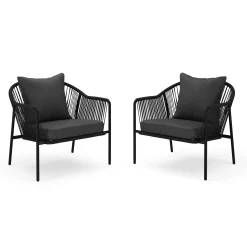 Calicut 33" Outdoor Lounge Chair Set - Coast Black
