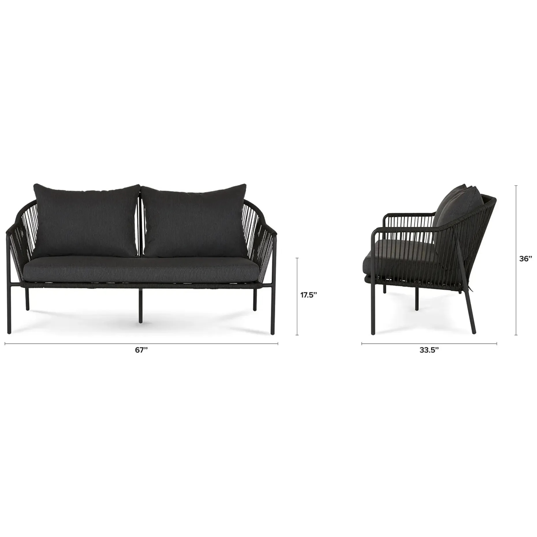 Calicut 67" Outdoor Loveseat Set - Coast Black