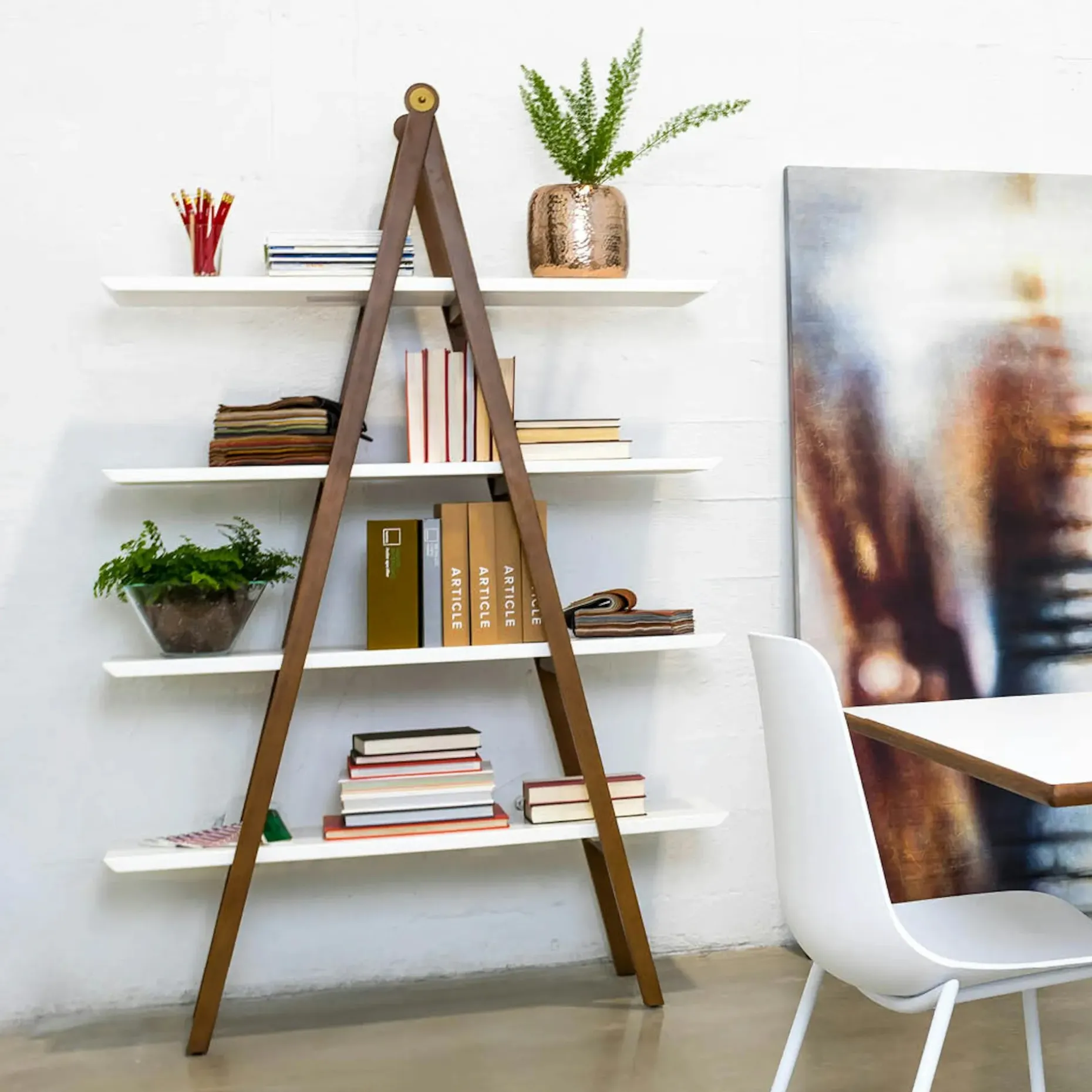 Caliper 47" Shelving Unit - White/Walnut