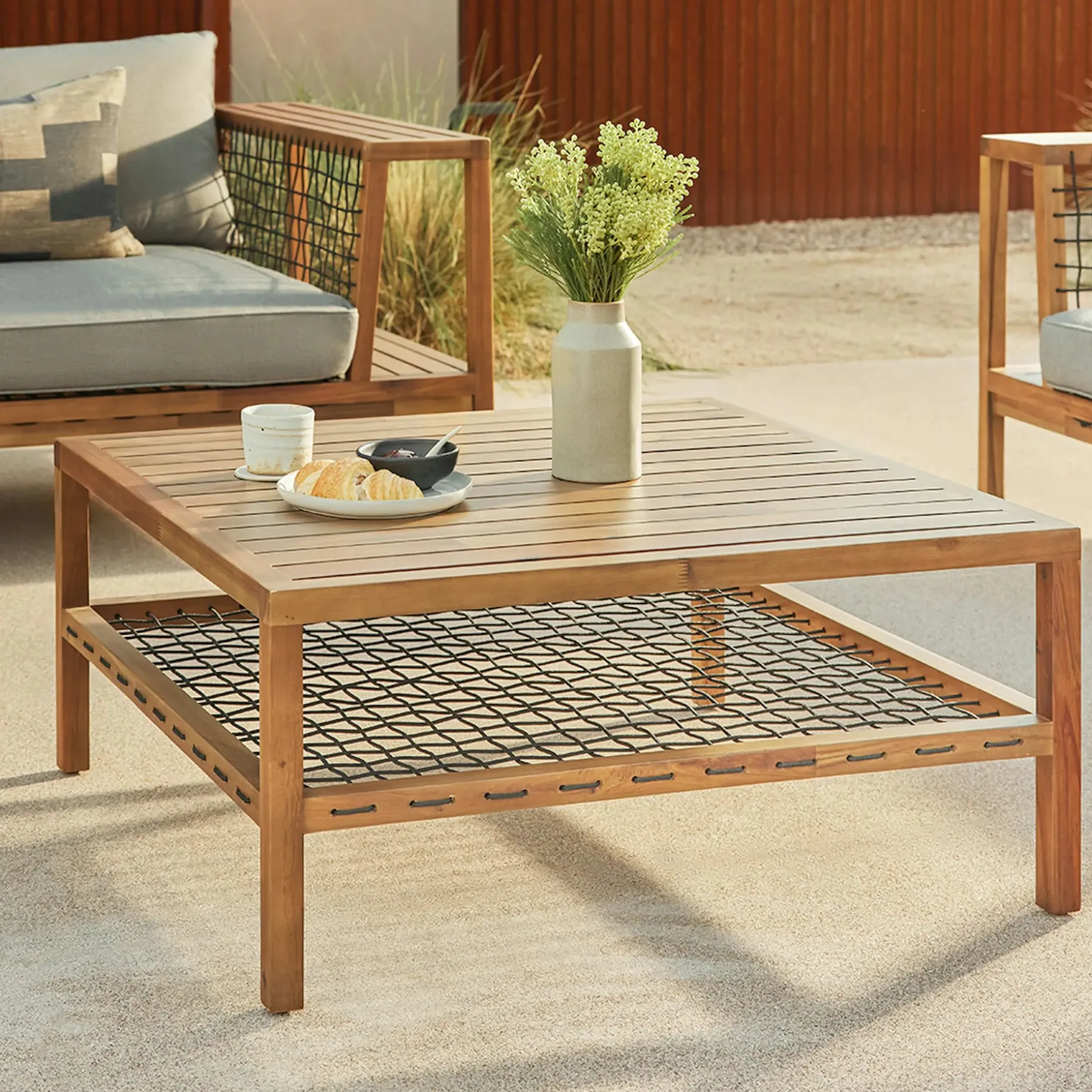 Callais 35.5" Outdoor Coffee Table - Latte Brown