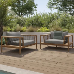 Callais 55" Outdoor Lounge Chair Set - Taupe Gray