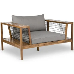 Callais 55" Outdoor Lounge Chair Set - Taupe Gray