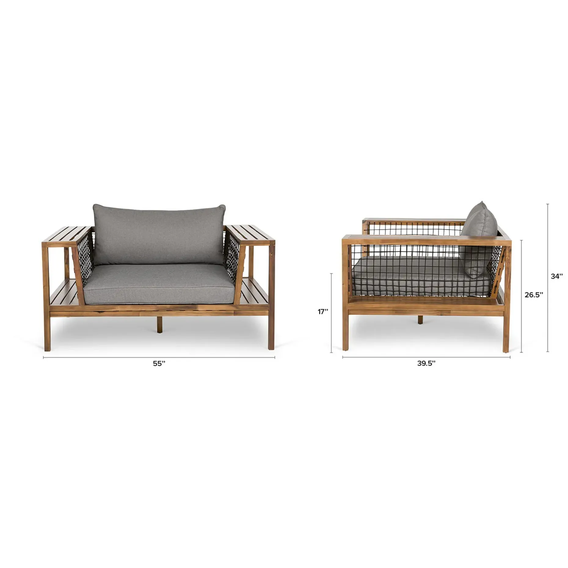 Callais 55" Outdoor Lounge Chair Set - Taupe Gray