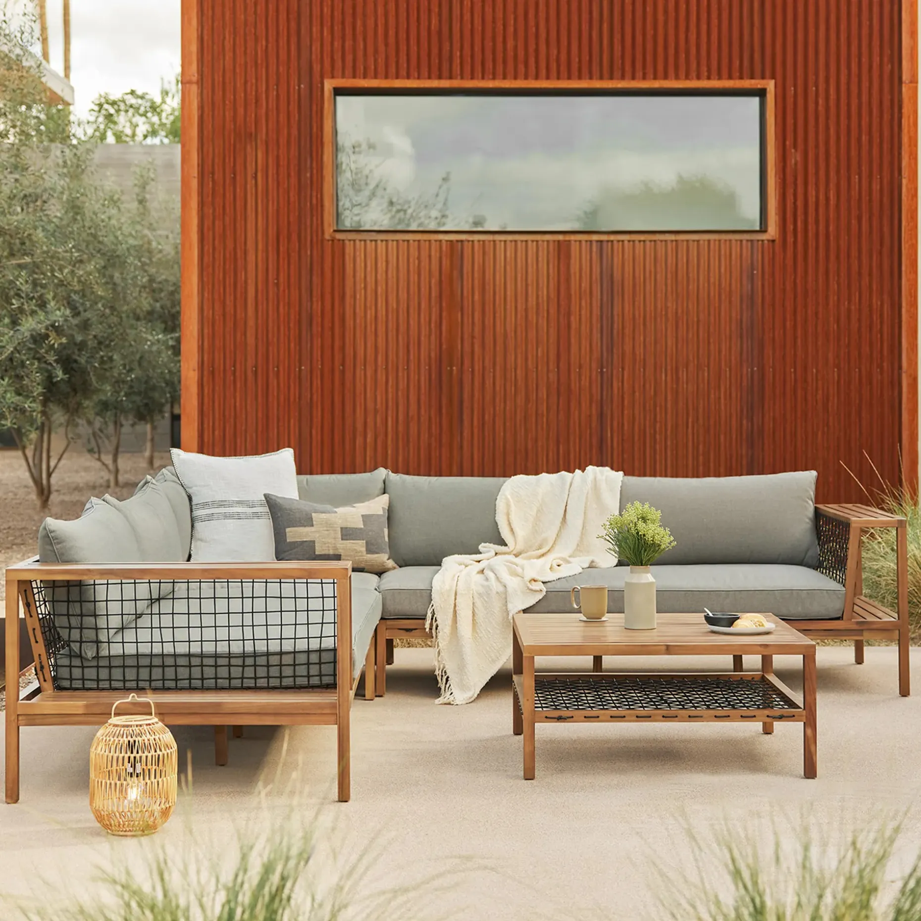 Callais Outdoor Sectional Cushion Cover Set - Taupe Gray