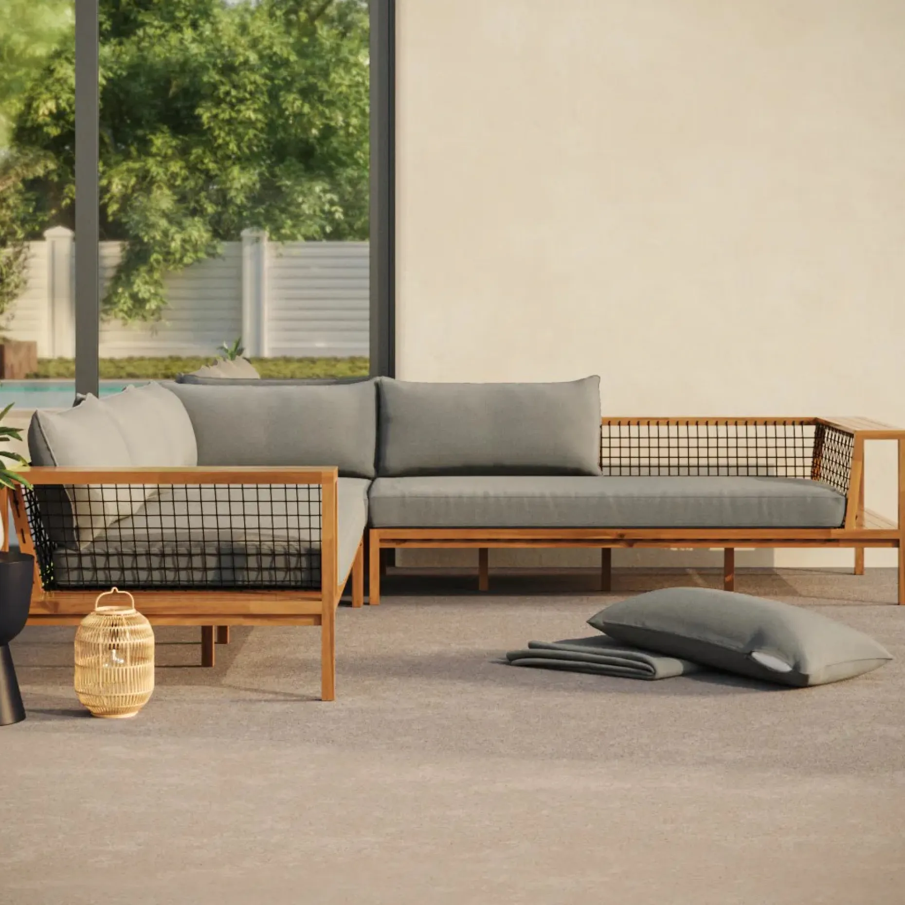 Callais Outdoor Sectional Cushion Cover Set - Taupe Gray