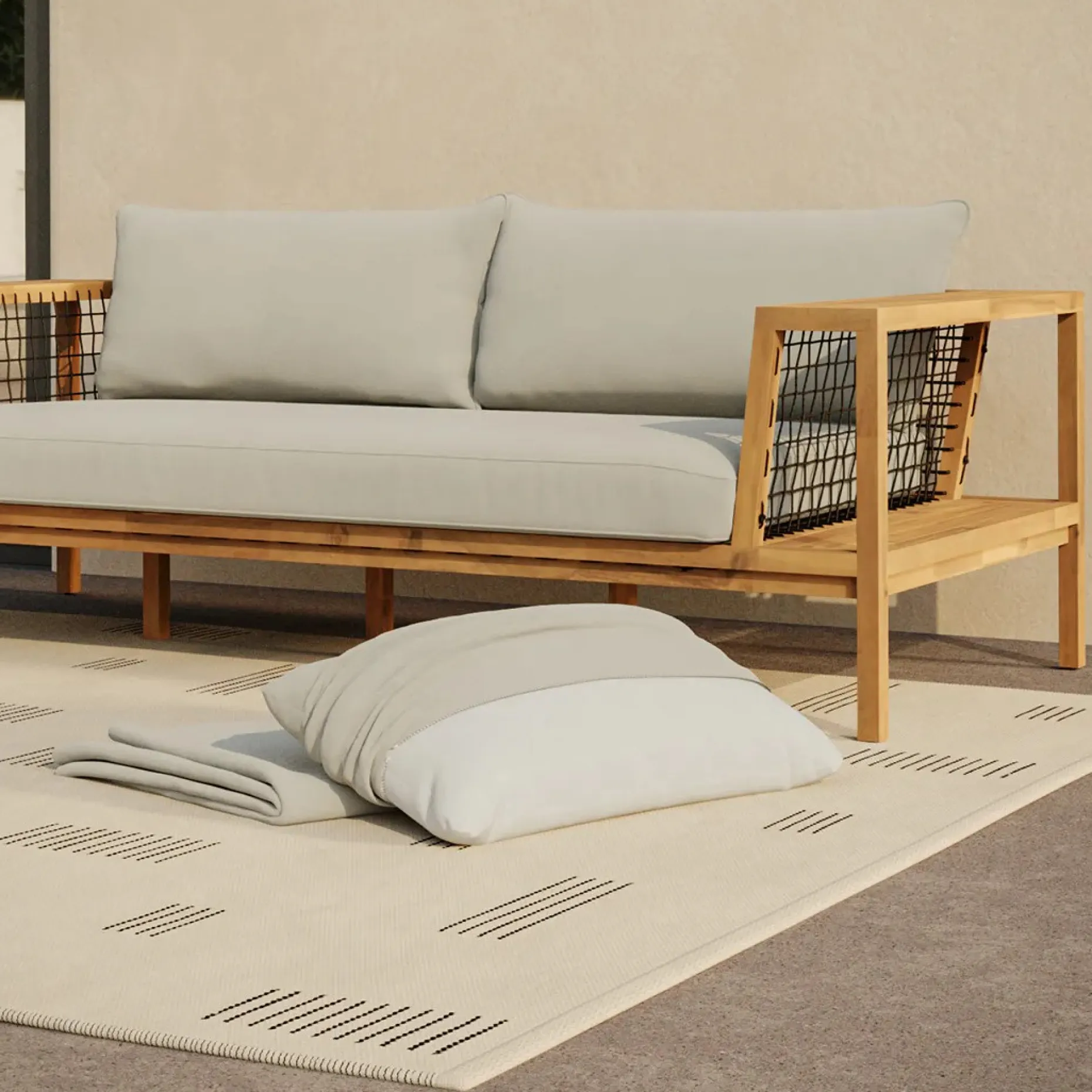 Callais Outdoor Sofa Cushion Cover Set - Dravite Ivory