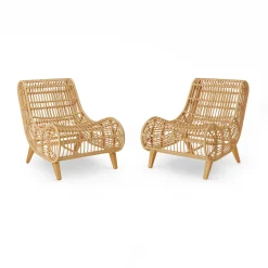 Calova 28" Outdoor Lounge Chair Set - Resin Wicker