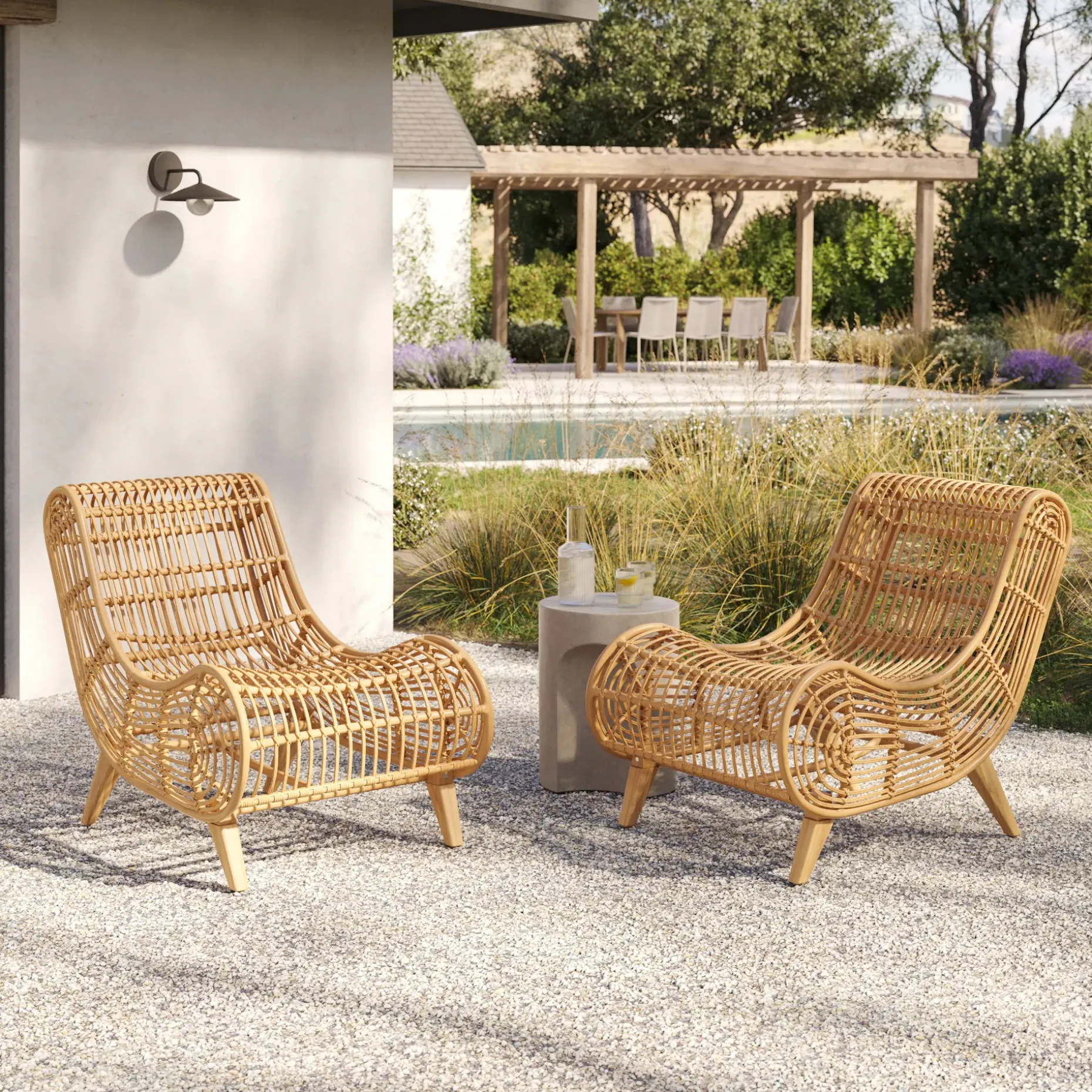 Calova 28" Outdoor Lounge Chair Set - Resin Wicker