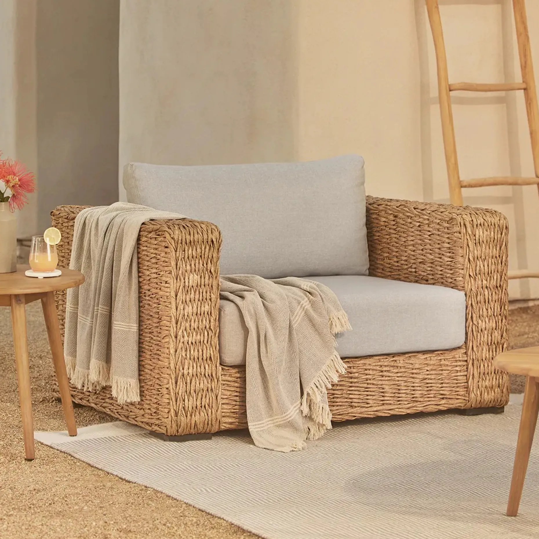 Capra 46" Outdoor Lounge Chair - Beach Sand
