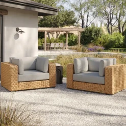 Capra 46" Outdoor Lounge Chair Set - Beach Sand