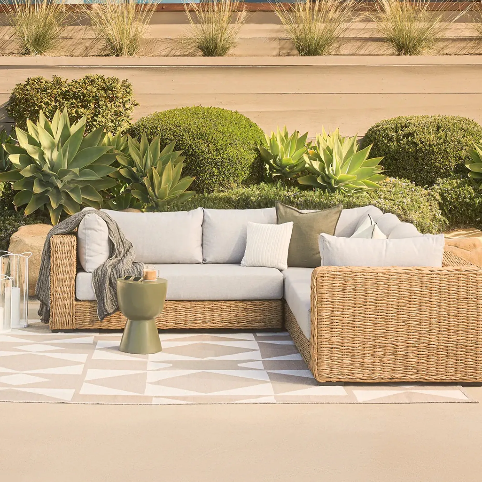Capra 97" Outdoor Sectional - Beach Sand
