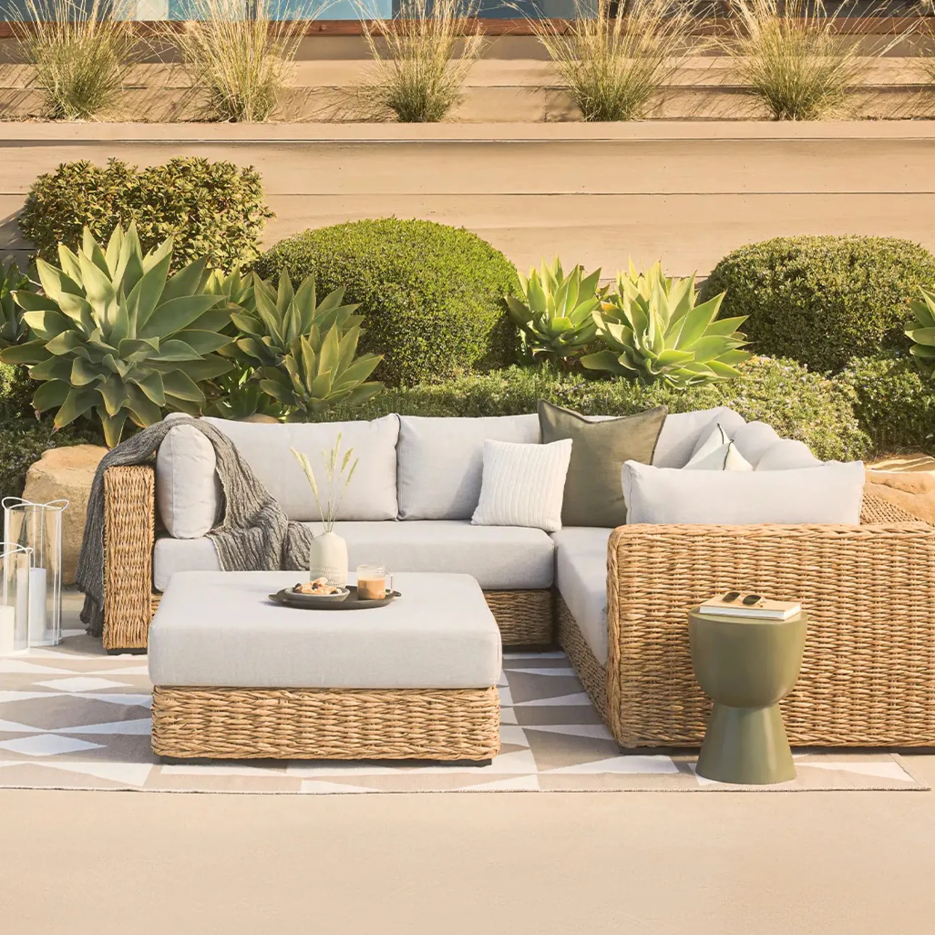Capra 97" Outdoor Sectional Set - Beach Sand
