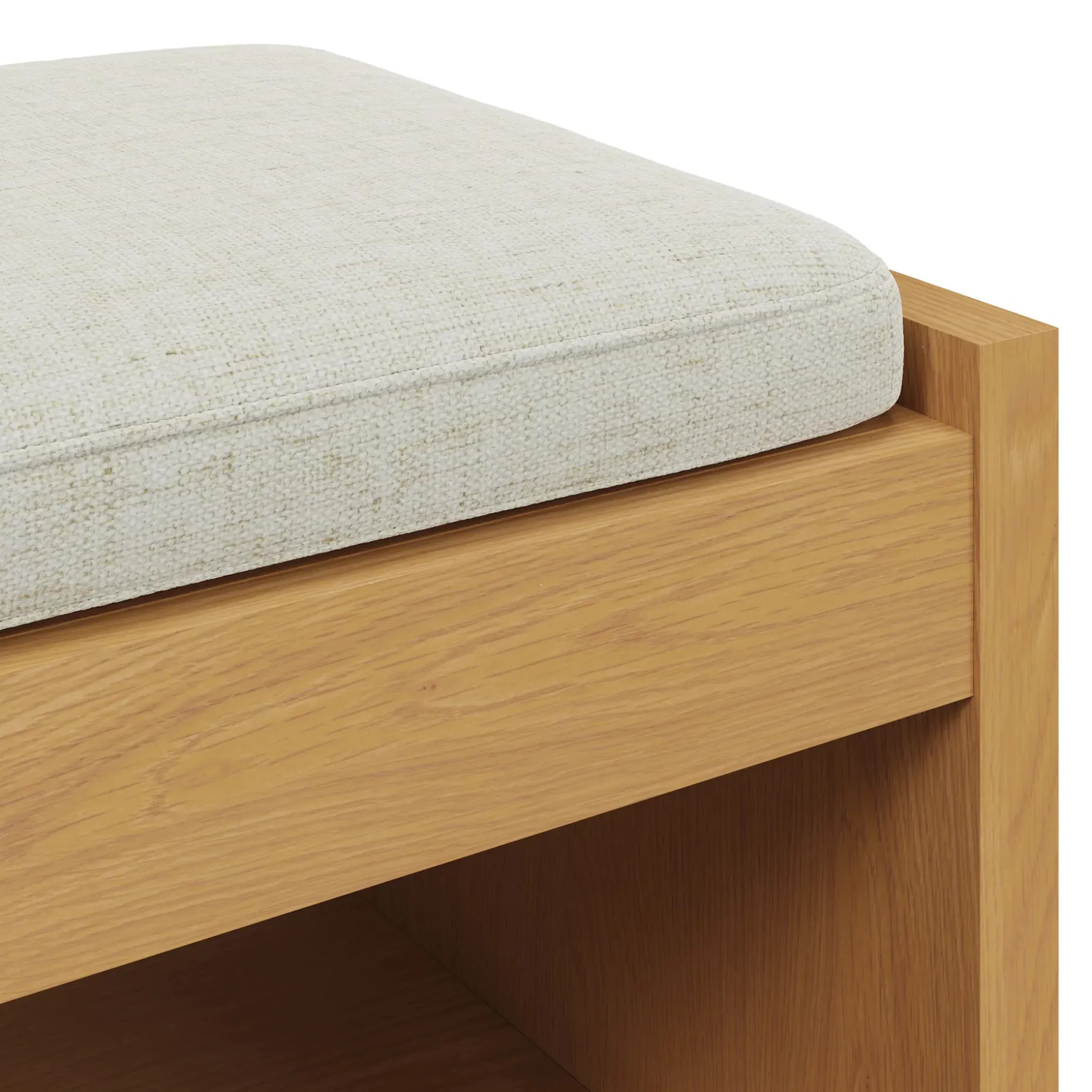 Cassie 56" Bench - Natural Oak and Ivory Chenille