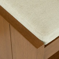 Cassie 56" Bench - Smoked Oak and Taupe Chenille