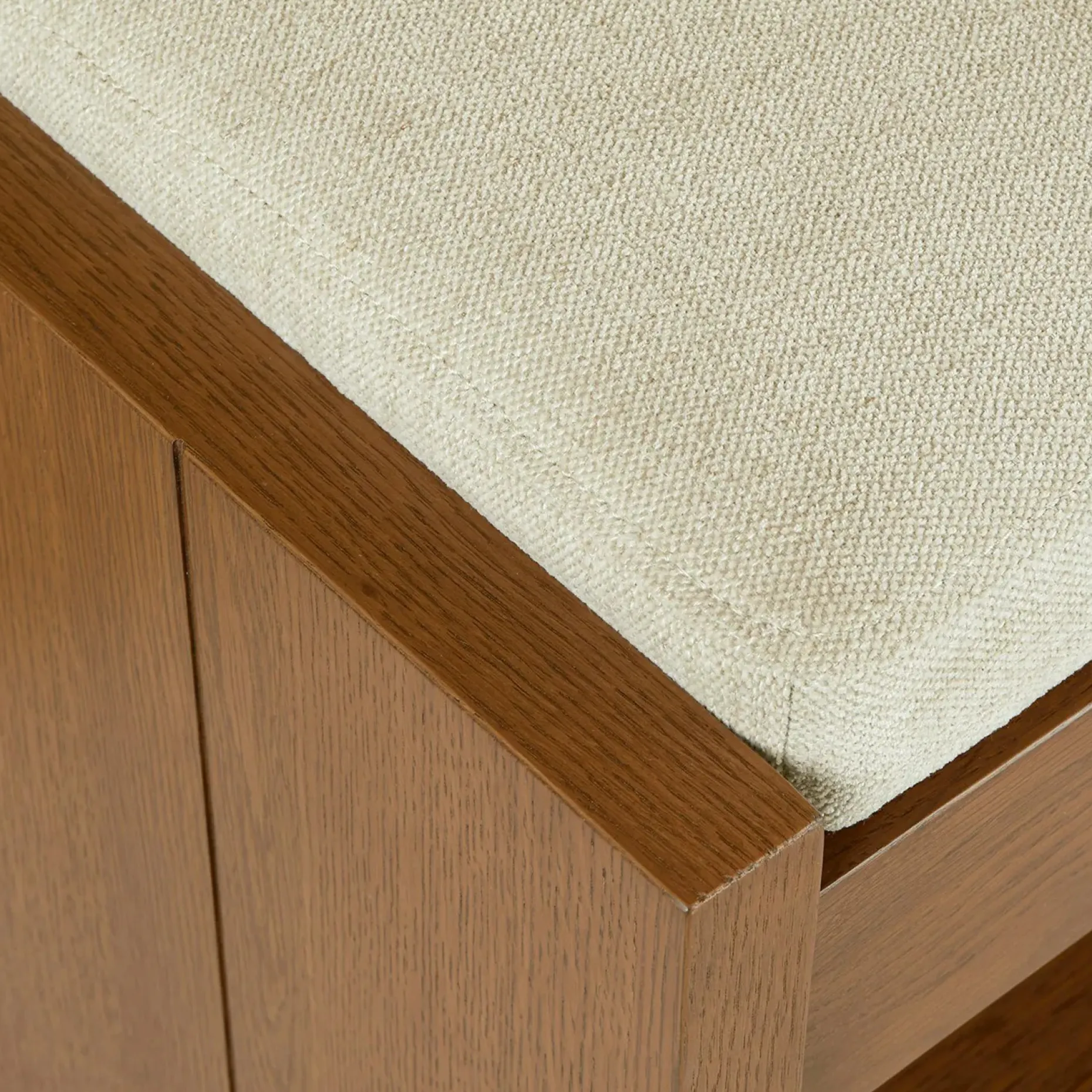 Cassie 56" Bench - Smoked Oak and Taupe Chenille