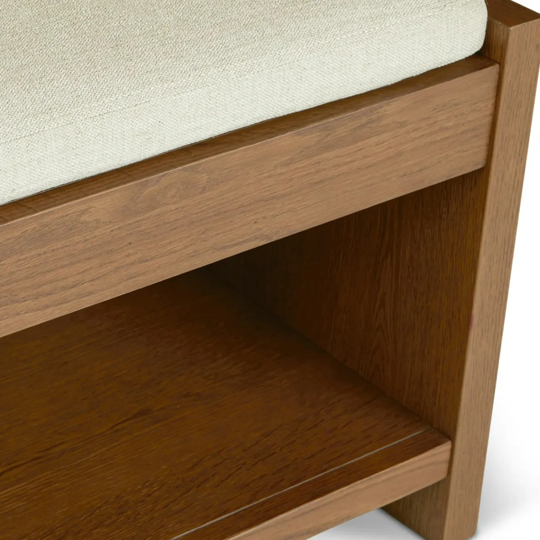 Cassie 56" Bench - Smoked Oak and Taupe Chenille