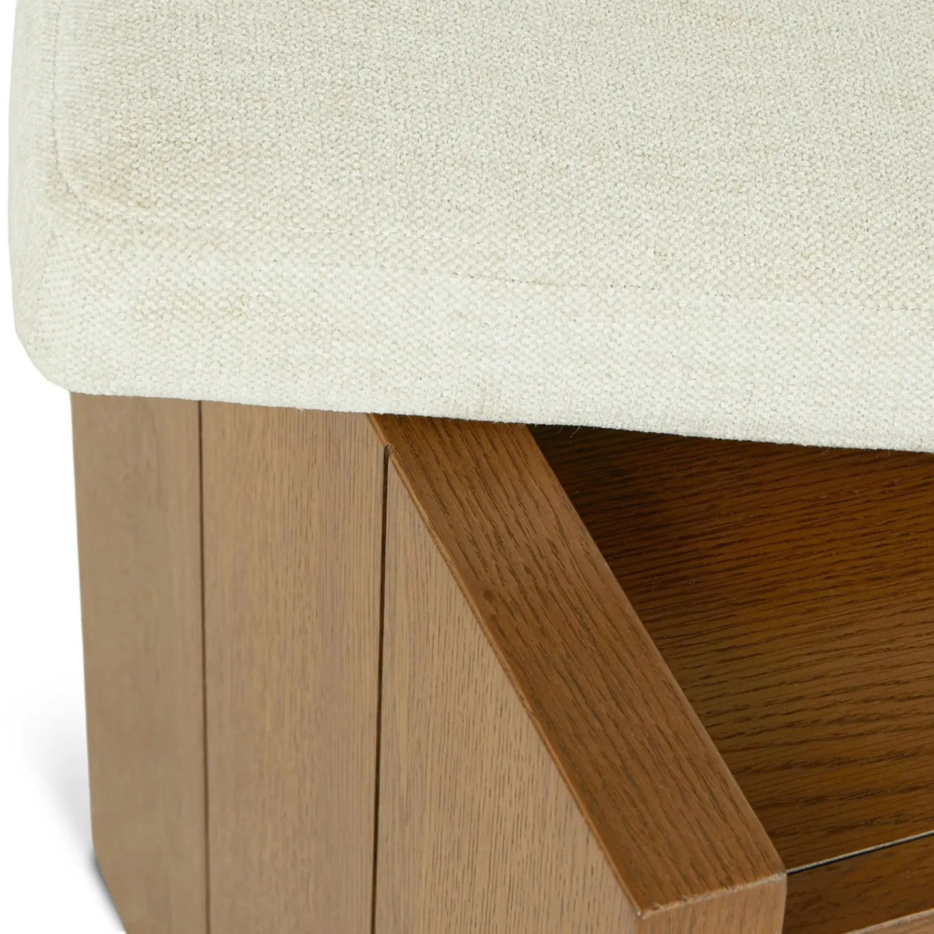 Cassie 56" Bench - Smoked Oak and Taupe Chenille