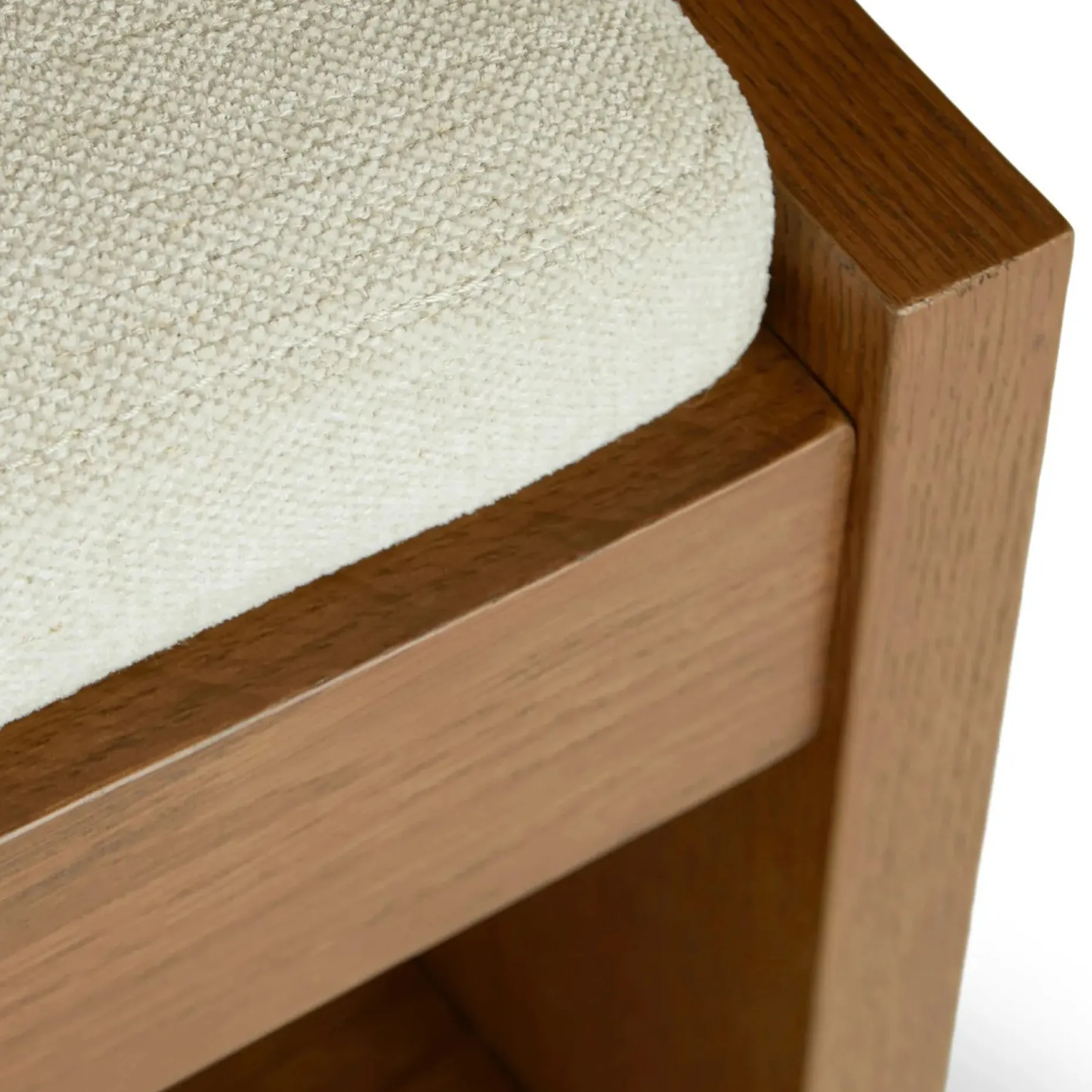 Cassie 56" Bench - Smoked Oak and Taupe Chenille
