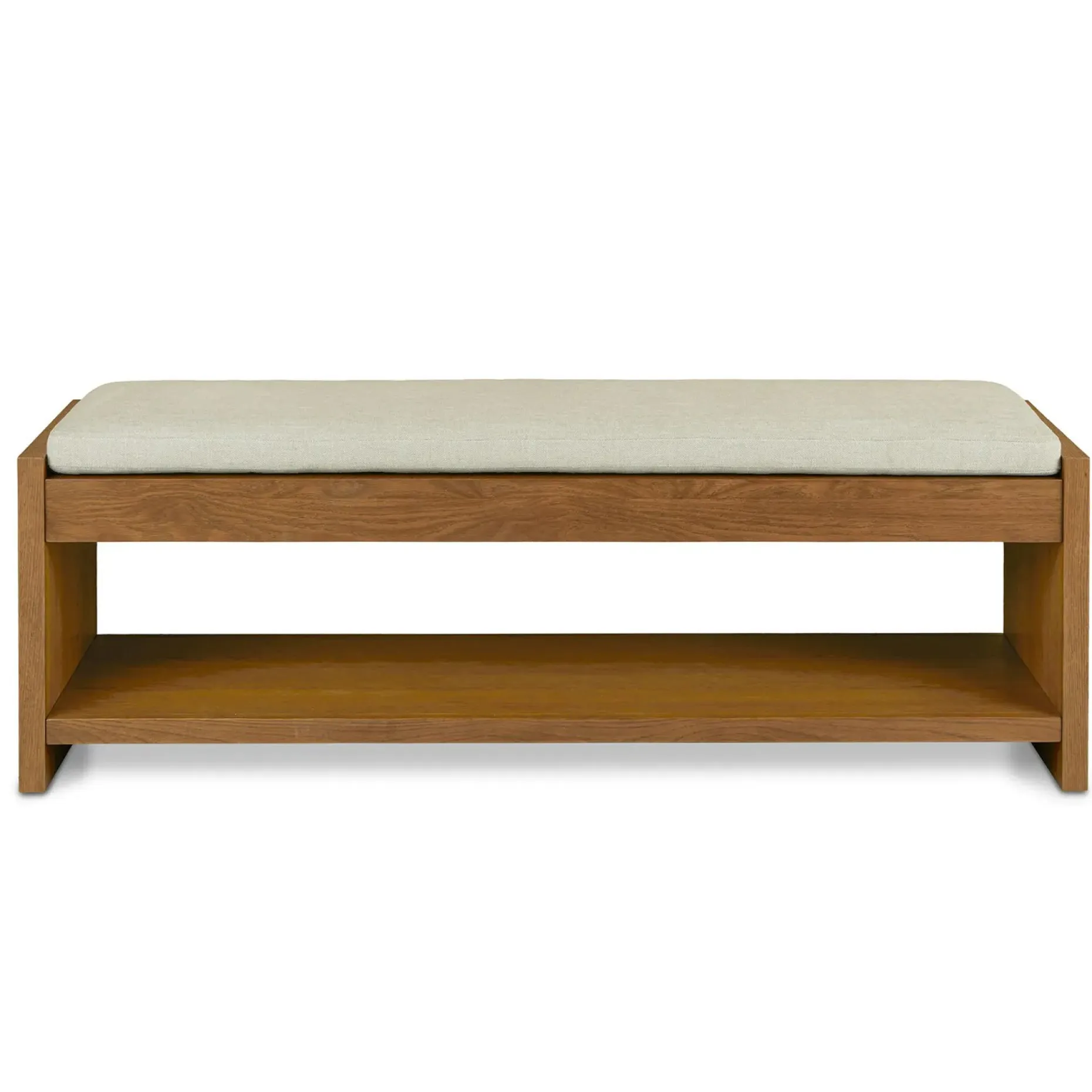 Cassie 56" Bench - Smoked Oak and Taupe Chenille