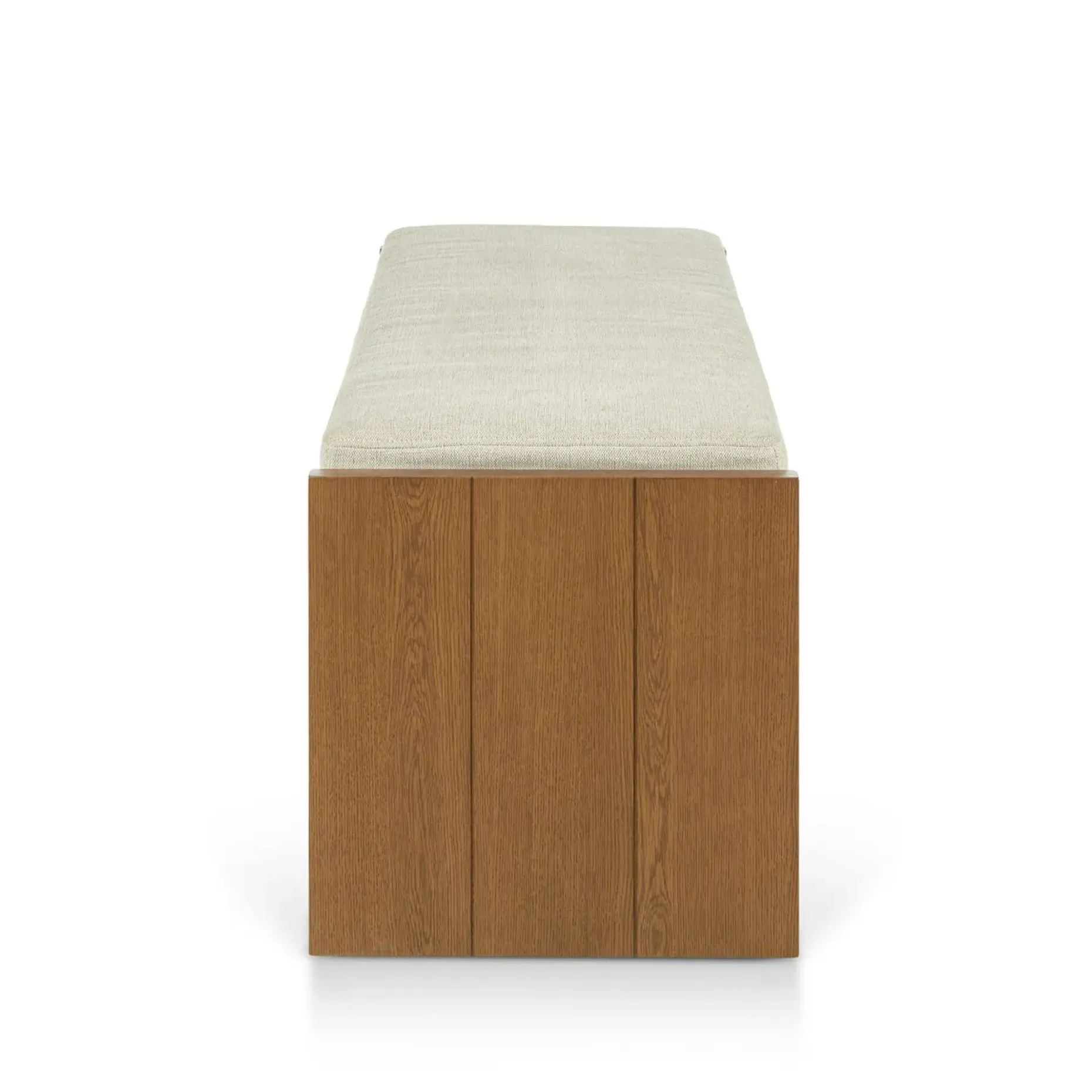 Cassie 56" Bench - Smoked Oak and Taupe Chenille